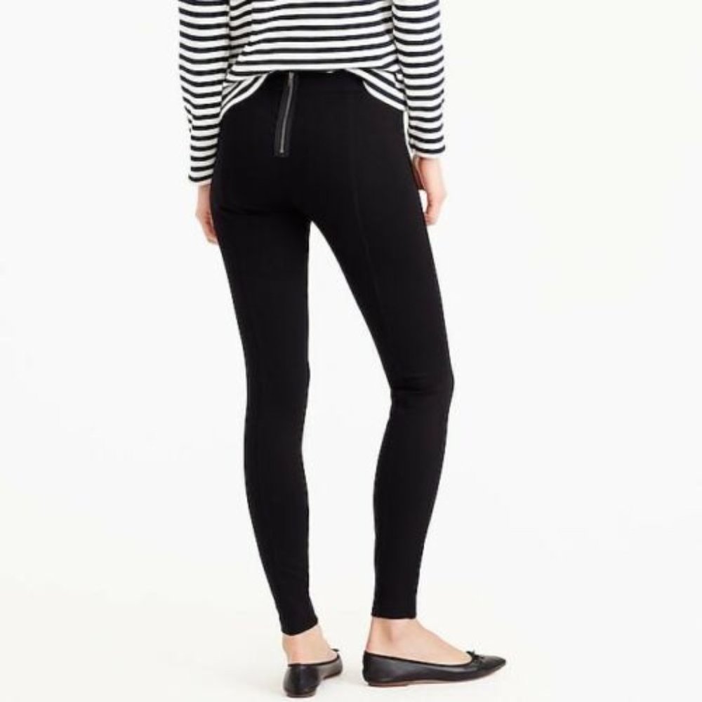J. Crew 31090 Black Exposed Zipper Fitted Tapered Pixie Pants Womens 0S